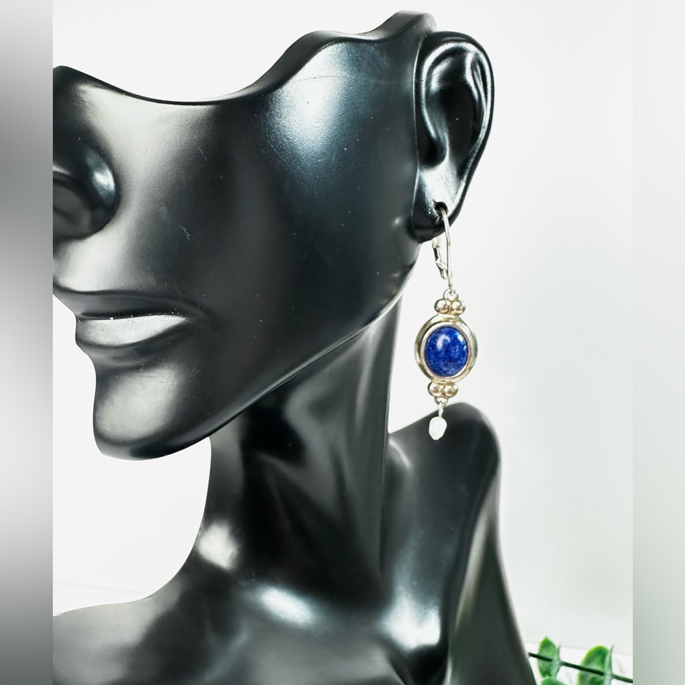 💙Vintage Lapis Sterling Silver Drop Earrings - Picture 4 of 8